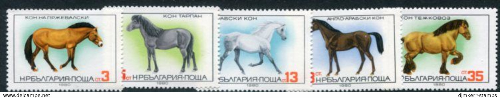 BULGARIA 1980 Horses MNH / **.  Michel 2952-56 - Nuevos