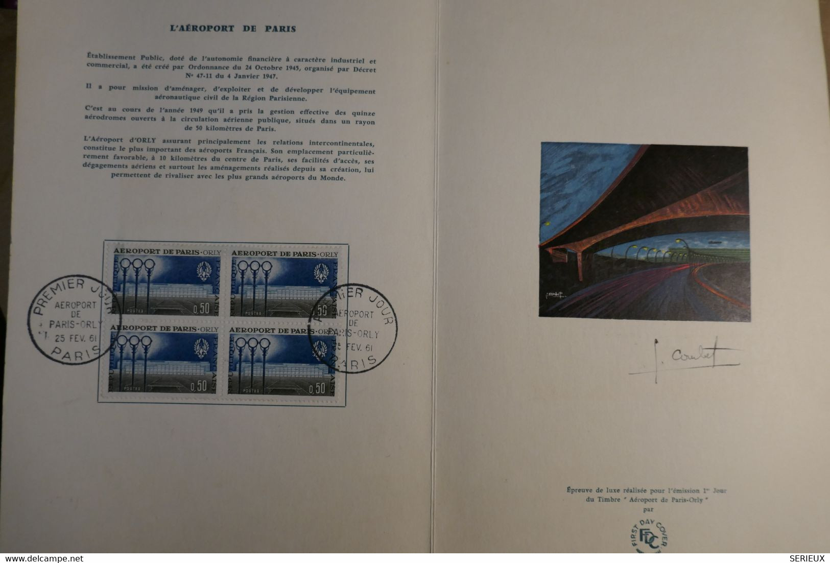 M9 FRANCE EPREUVE DE LUXE AEROGARE PARIS ORLY 1961 +AFFRANCHISSEMENT PLAISANT - Luxusentwürfe