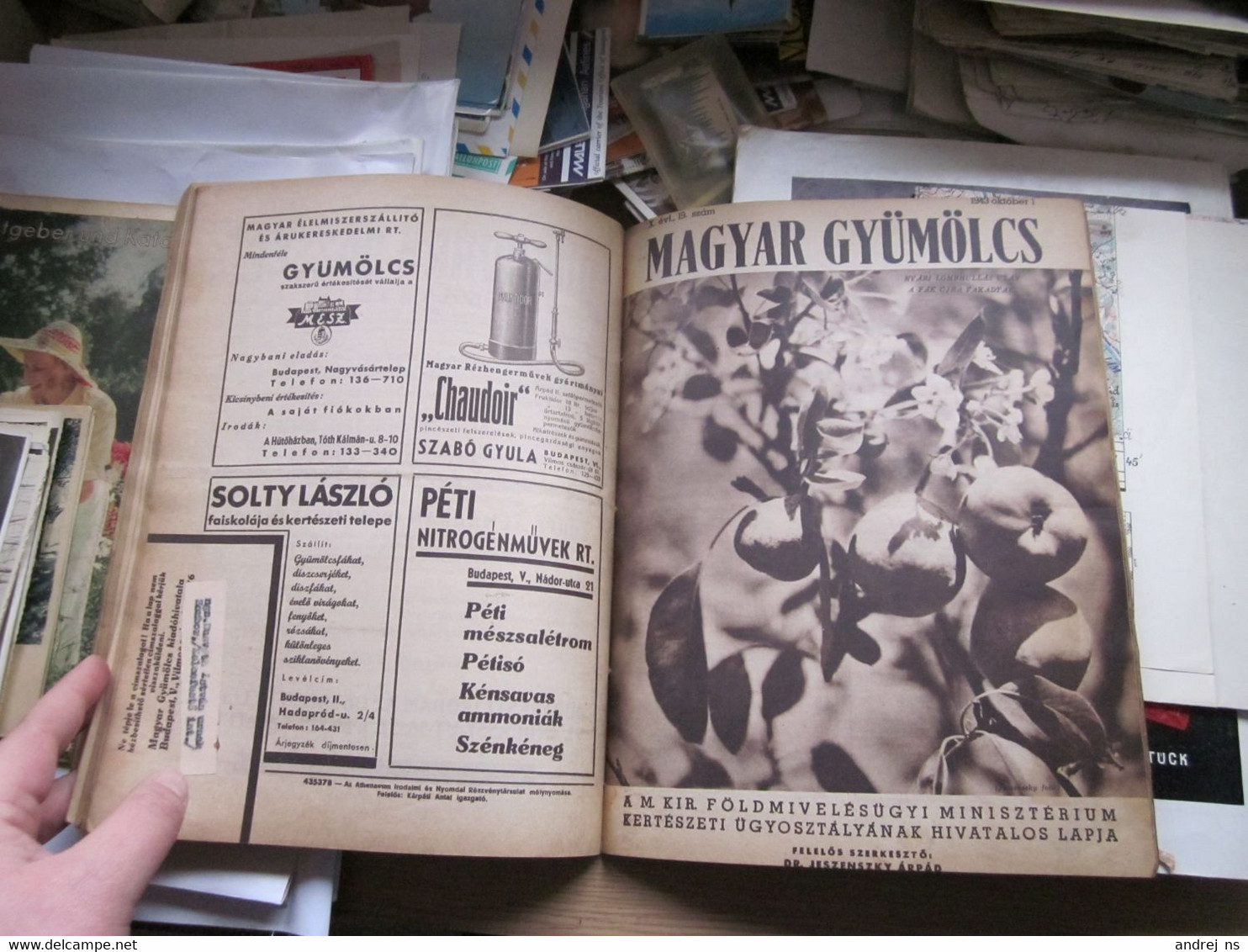 Magyar Gyumolcs 1943 12 Number Ful Year - Giardinaggio