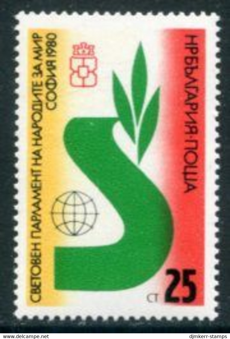 BULGARIA 1980 World Peace Parliament Assembly MNH / **.  Michel 2928 - Unused Stamps