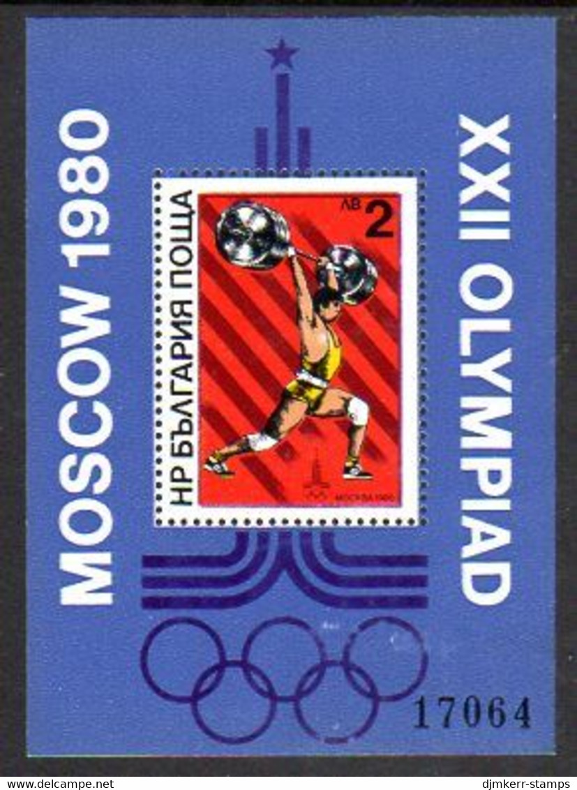 BULGARIA 1980 Olympic Games, Moscow V Block MNH / **..  Michel Block 101 - Ungebraucht