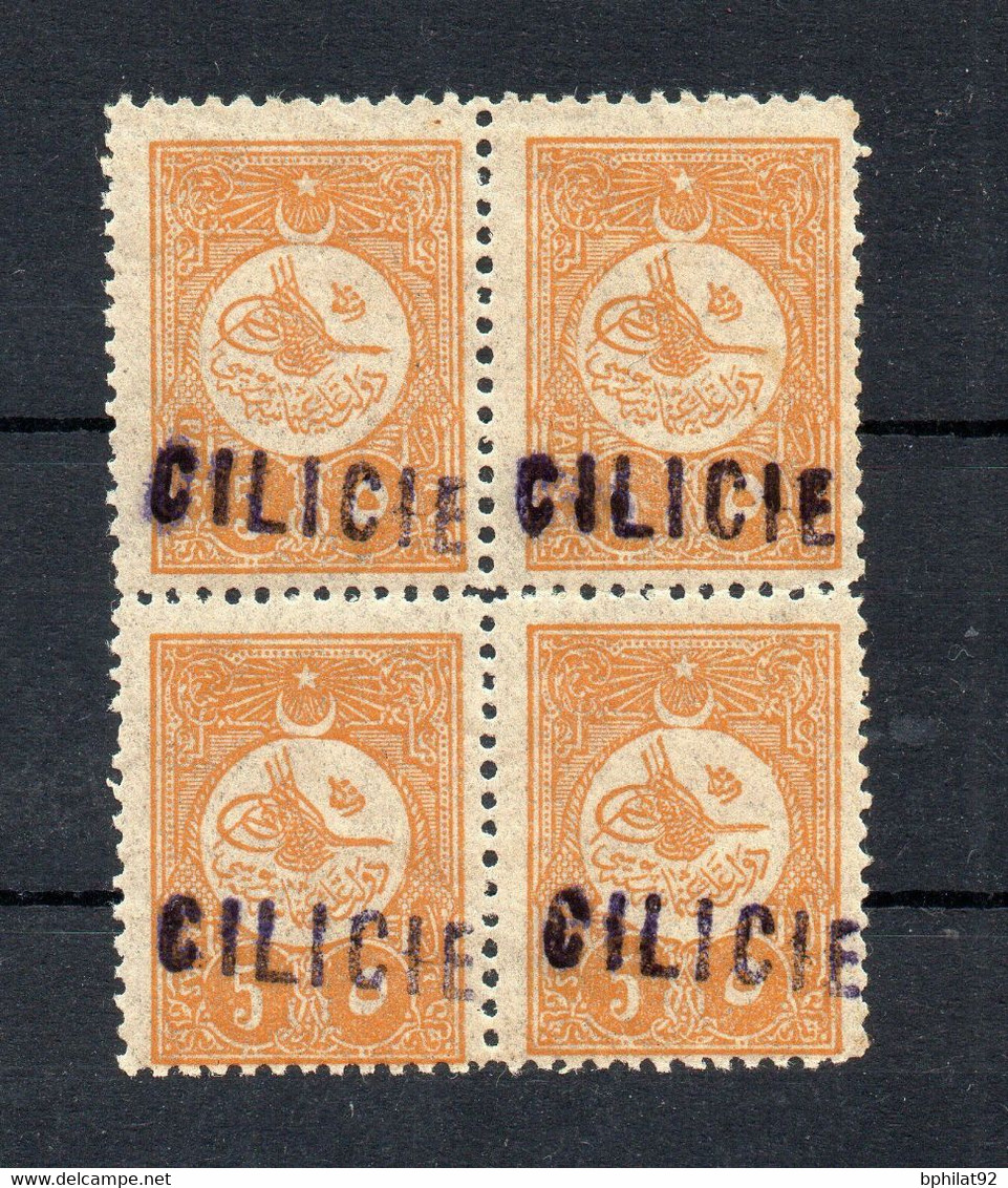 !!! CILICIE, NON EMIS, BLOC DE 4 TP TURCS SURCHARGES CILICIE NEUFS ** - Unused Stamps