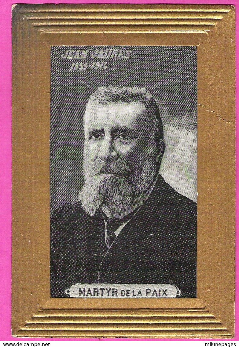 Carton De Deuil Tissé En Soie Portrait De Jean Jaurès 1859-1914 Dos Non Postal - Personnages