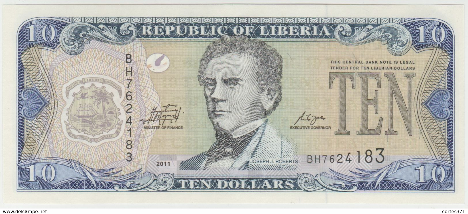 Liberia 10 Dollars 2011 P-27f UNC - Liberia