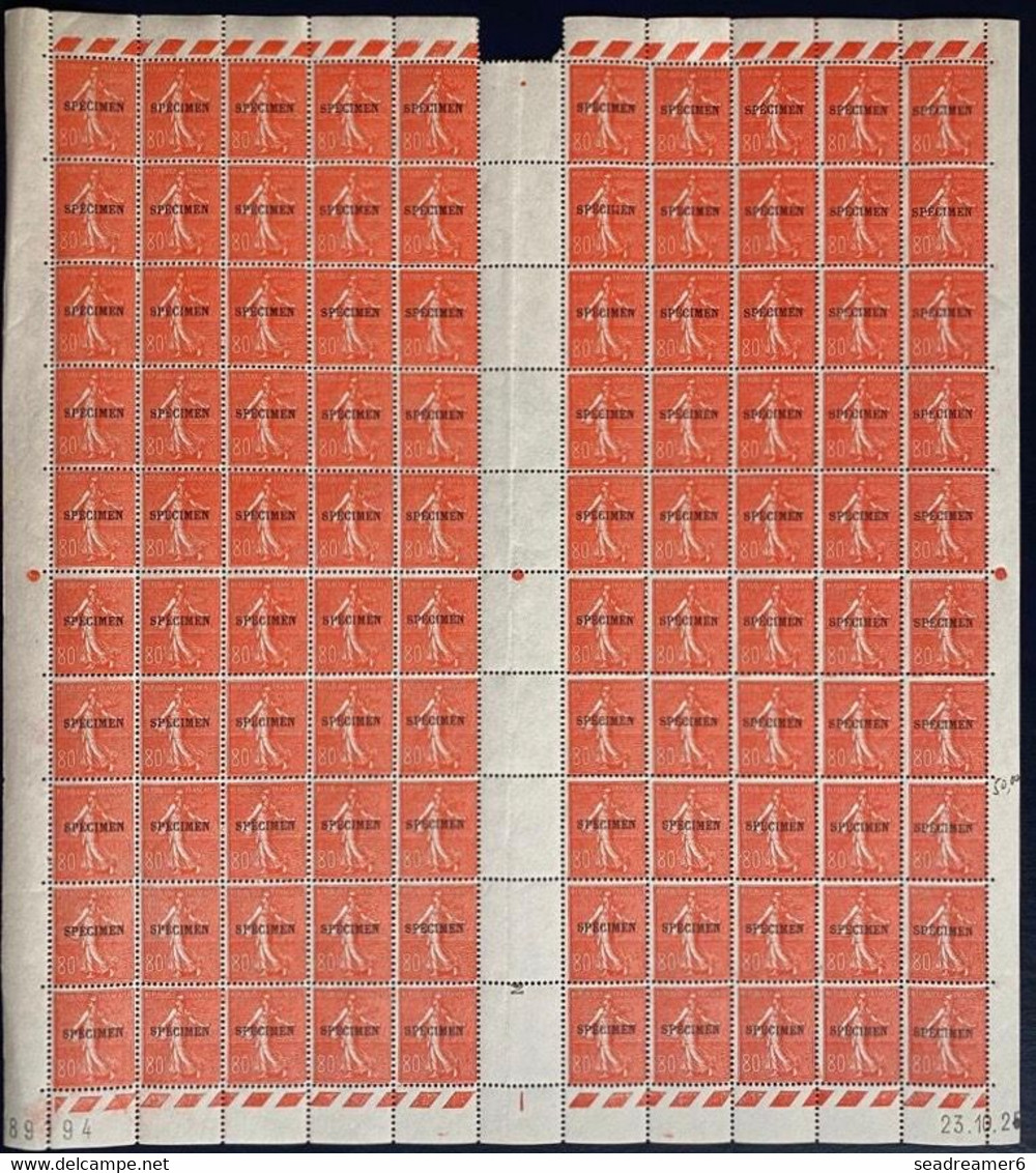 FRANCE Cours D'instructions N°203 CI 1 Spécimen Semeuse 80c Rouge Feuille Fraicheur Postale RR (cote Yvert : + 8160 €) - Specimen