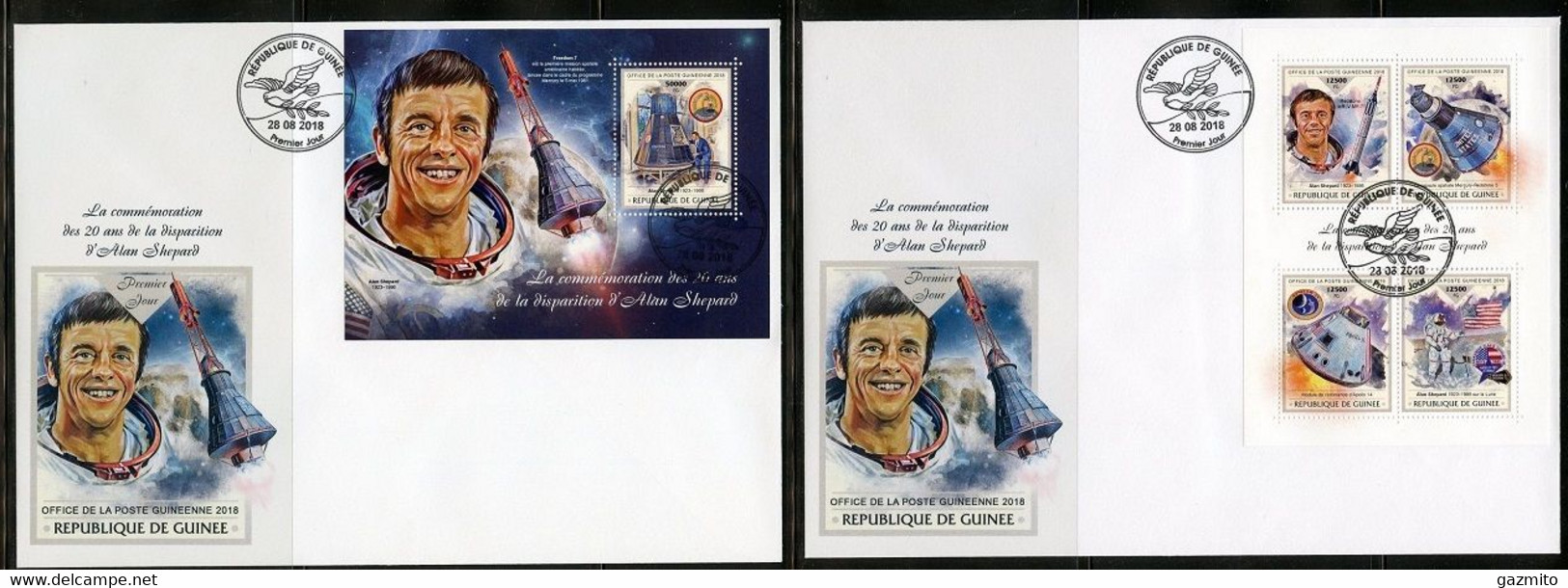 Guinea 2018, Space, Alan Shepard, 4val In BF+BF In 2FDC - Afrika