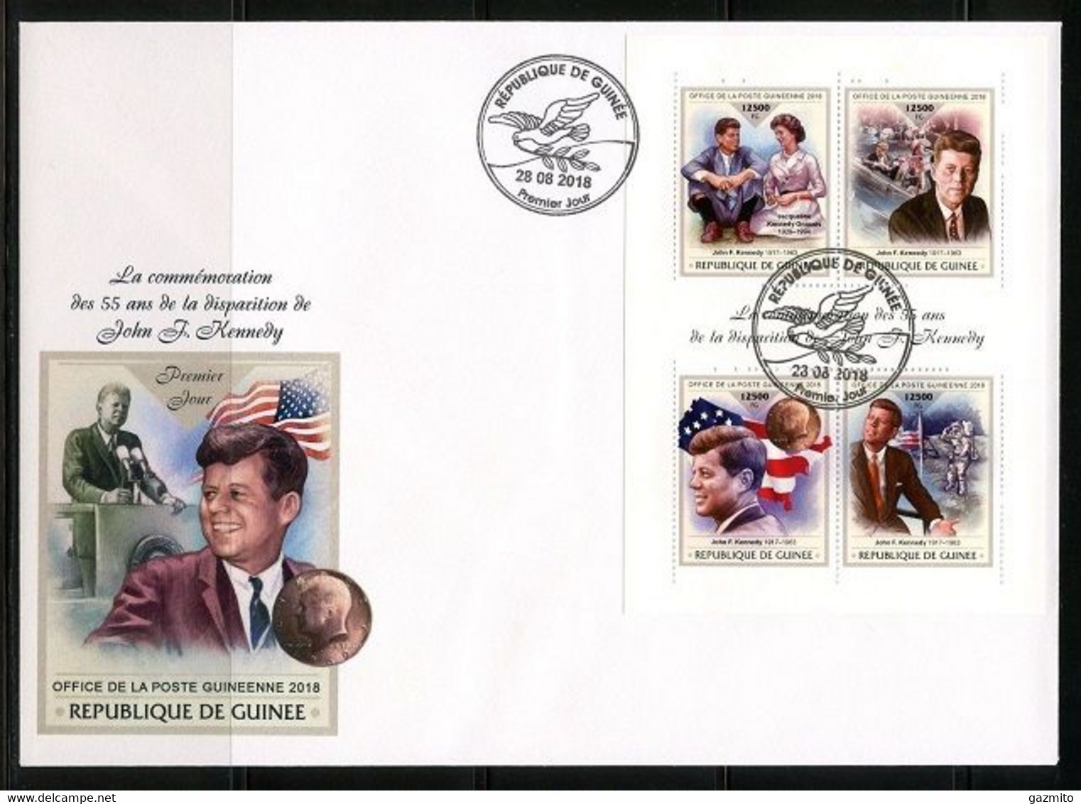 Guinea 2018, Kennedy, Man On The Moon, Car, 4val In BF In FDC - Africa