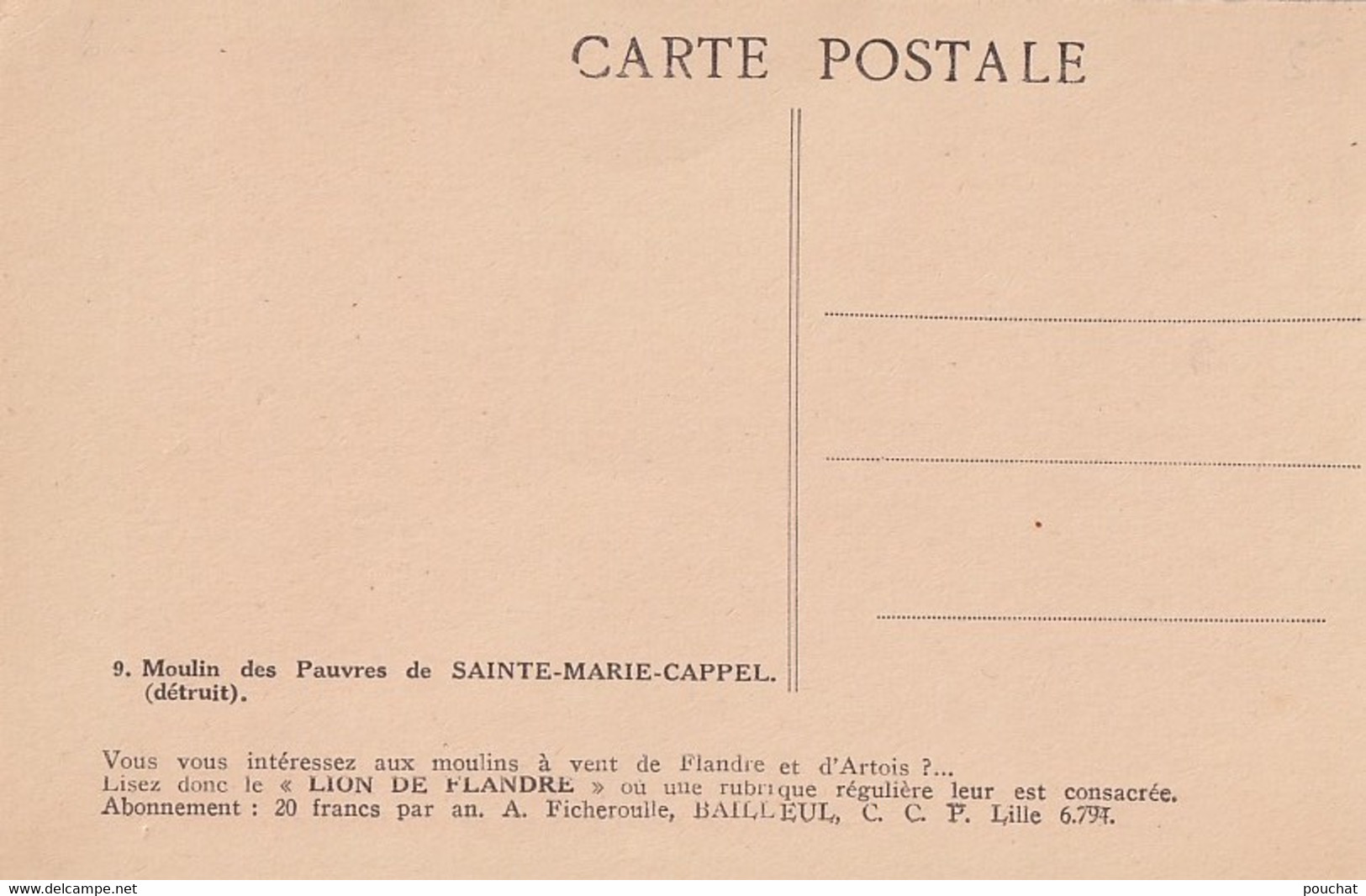 V10-59) SAINTE MARIE CAPPEL (NORD) MOULIN A VENT DES PAUVRES  - ( 2 SCANS ) - Other & Unclassified