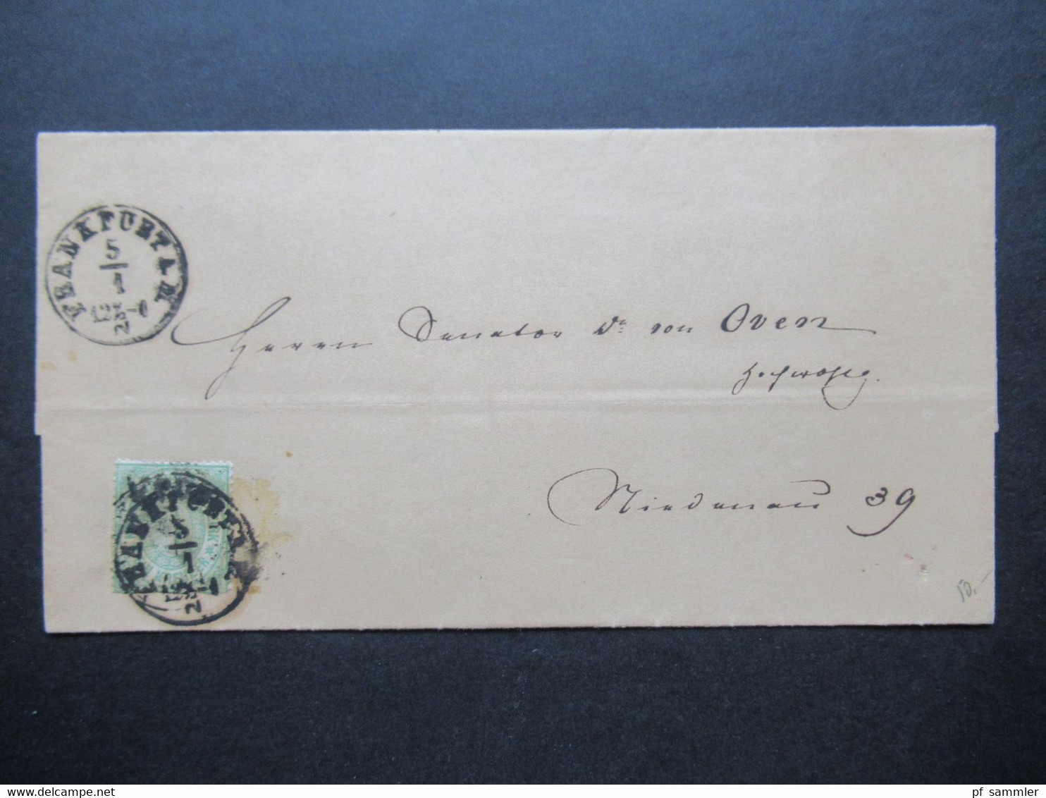 AD NDP 1869 Nr. 19 EF Auf Ortsbrief Stempel K1 Frankfurt A.M. (Thurn Und Thaxis) Faltbrief Ohne Inhalt - Covers & Documents