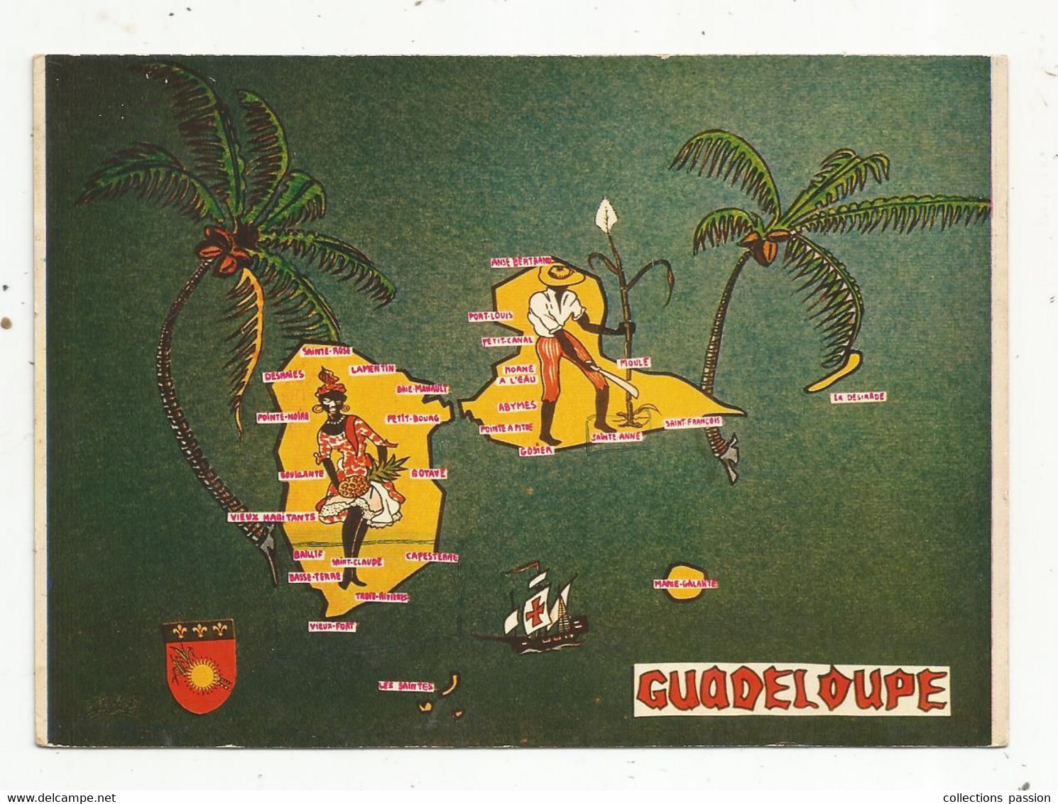 JC , G , Cp , Carte Géographique ,GUADELOUPE ,carte ,ed. Antilles Touristiques ,  Vierge - Landkarten