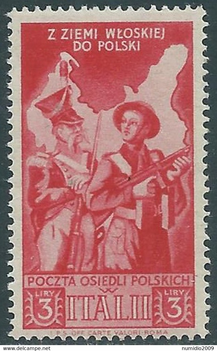 1946 CORPO POLACCO SOCCORSO DI GUERRA 3 LIRE MNH ** - I36-10 - 1946-47 Période Corpo Polacco