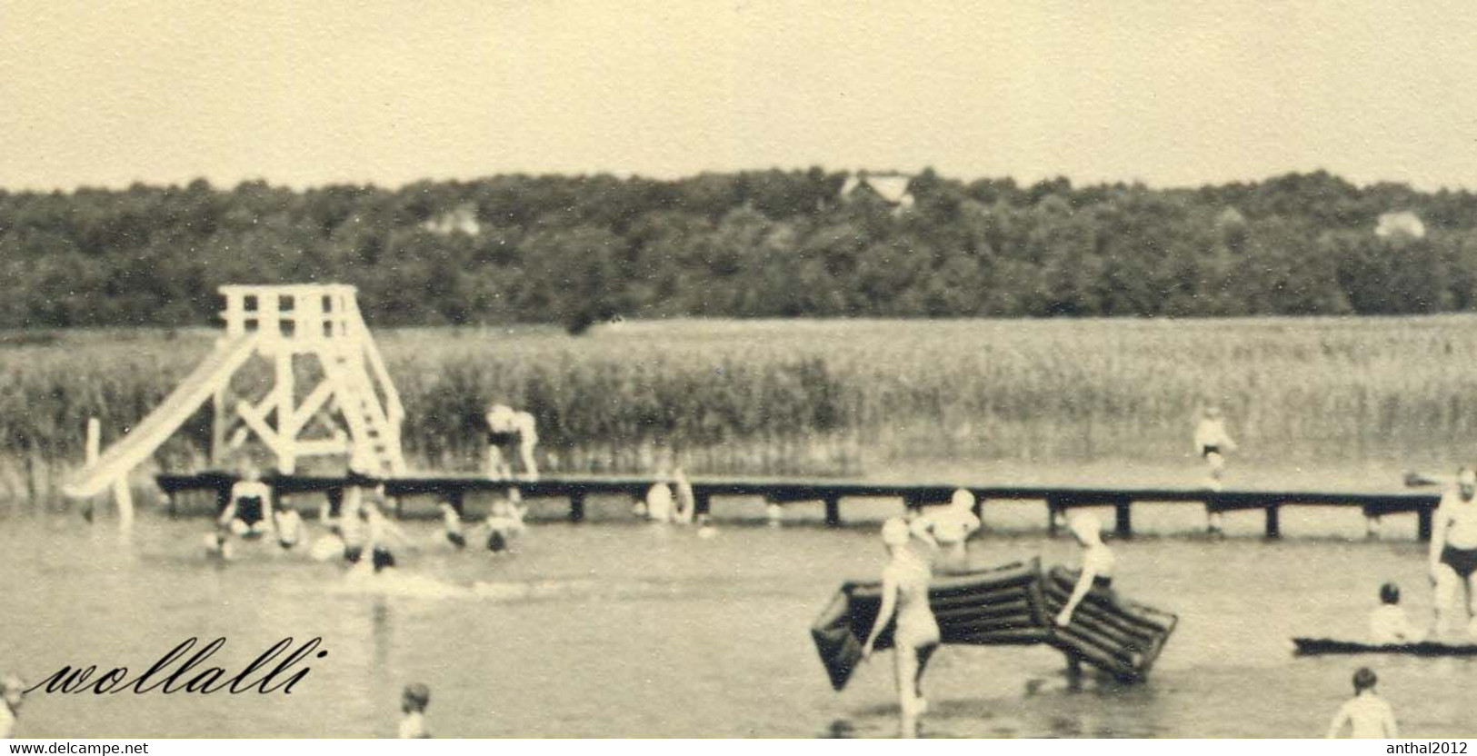 Rarität Strandbad Sprungturm Personen Mit Luftmatratze In Lychen 24.6.1963 - Lychen