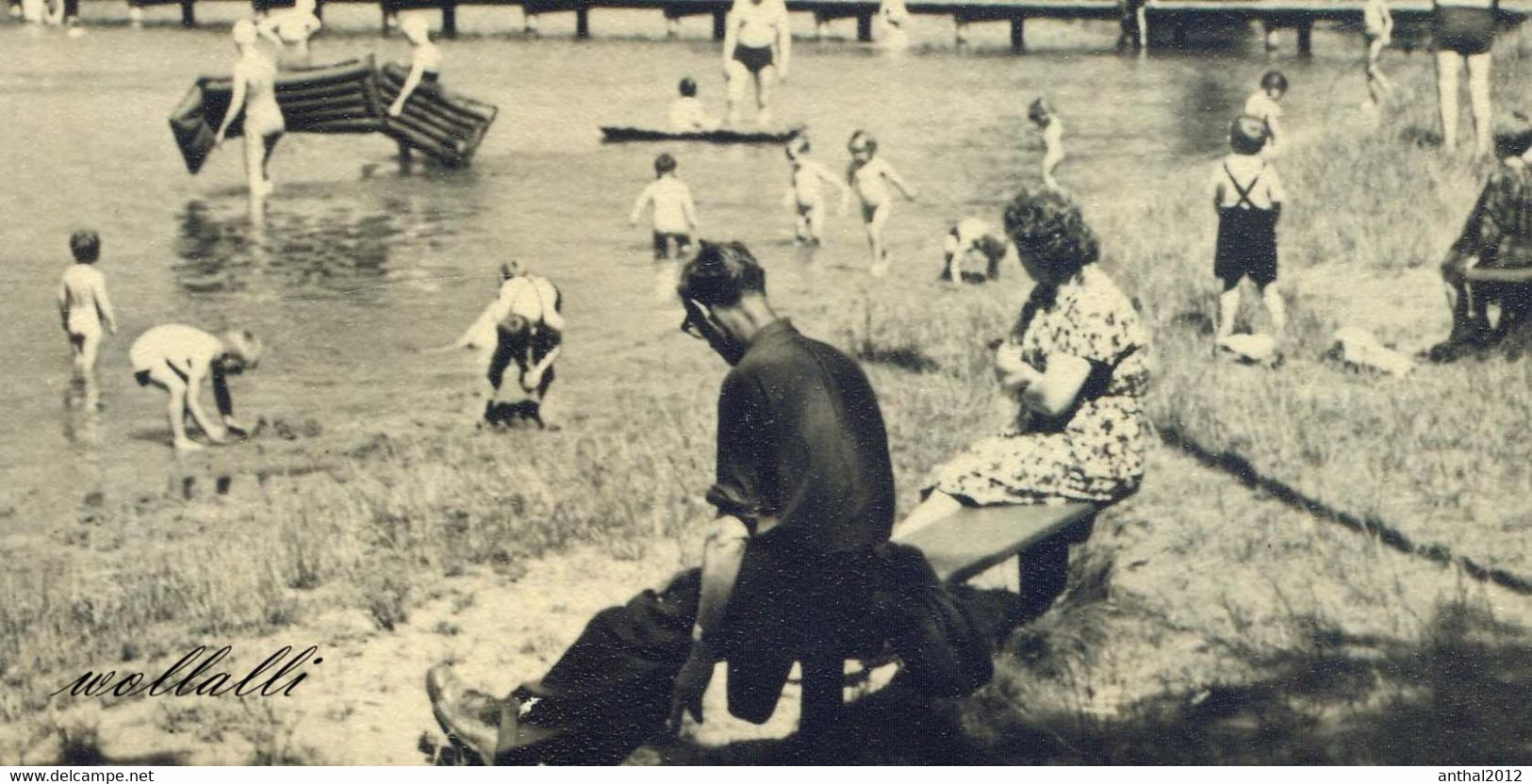 Rarität Strandbad Sprungturm Personen Mit Luftmatratze In Lychen 24.6.1963 - Lychen