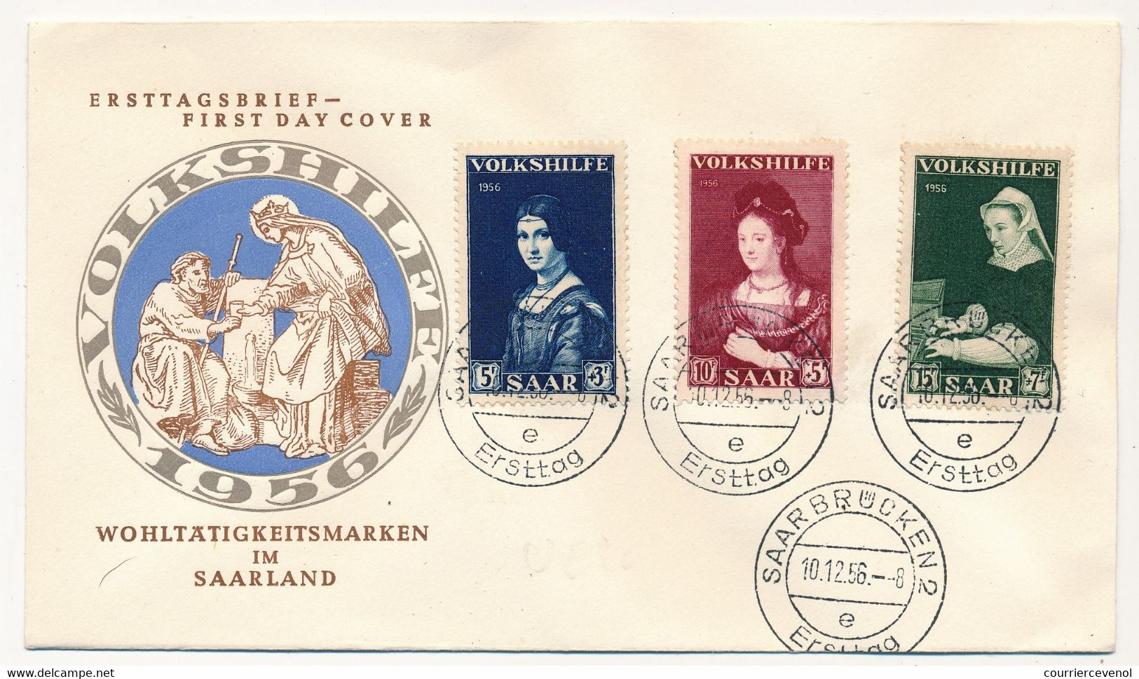 SARRE - Série Volkshilfe 1956 Sur Enveloppe FDC - FDC