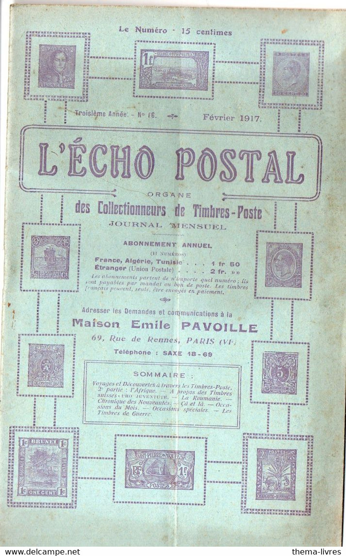 Revue L'ECHO POSTAL  N°16 De Février 1917  (M1887) - Frans (tot 1940)