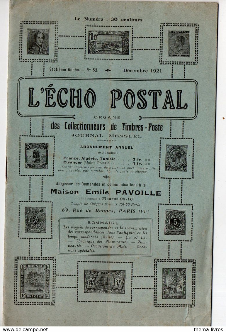 Revue L'ECHO POSTAL  N°52 Décembre 1921 (M1890) - Frans (tot 1940)