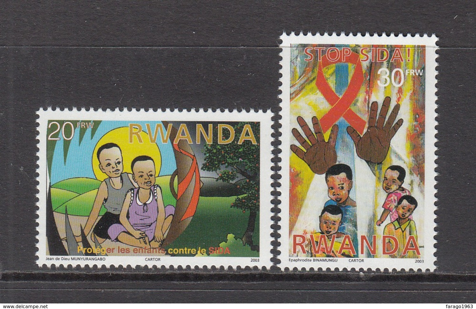 2003 Rwanda Rwandaise Aids Sida Health Two Low Values MNH - Other & Unclassified