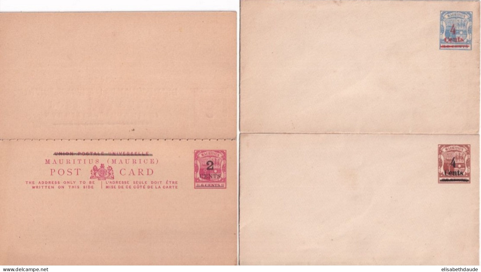 MAURITIUS - ENTIERS POSTAUX - 2 ENVELOPPES + 1 CARTE AVEC REPONSE PAYEE NEUVES - Mauricio (...-1967)