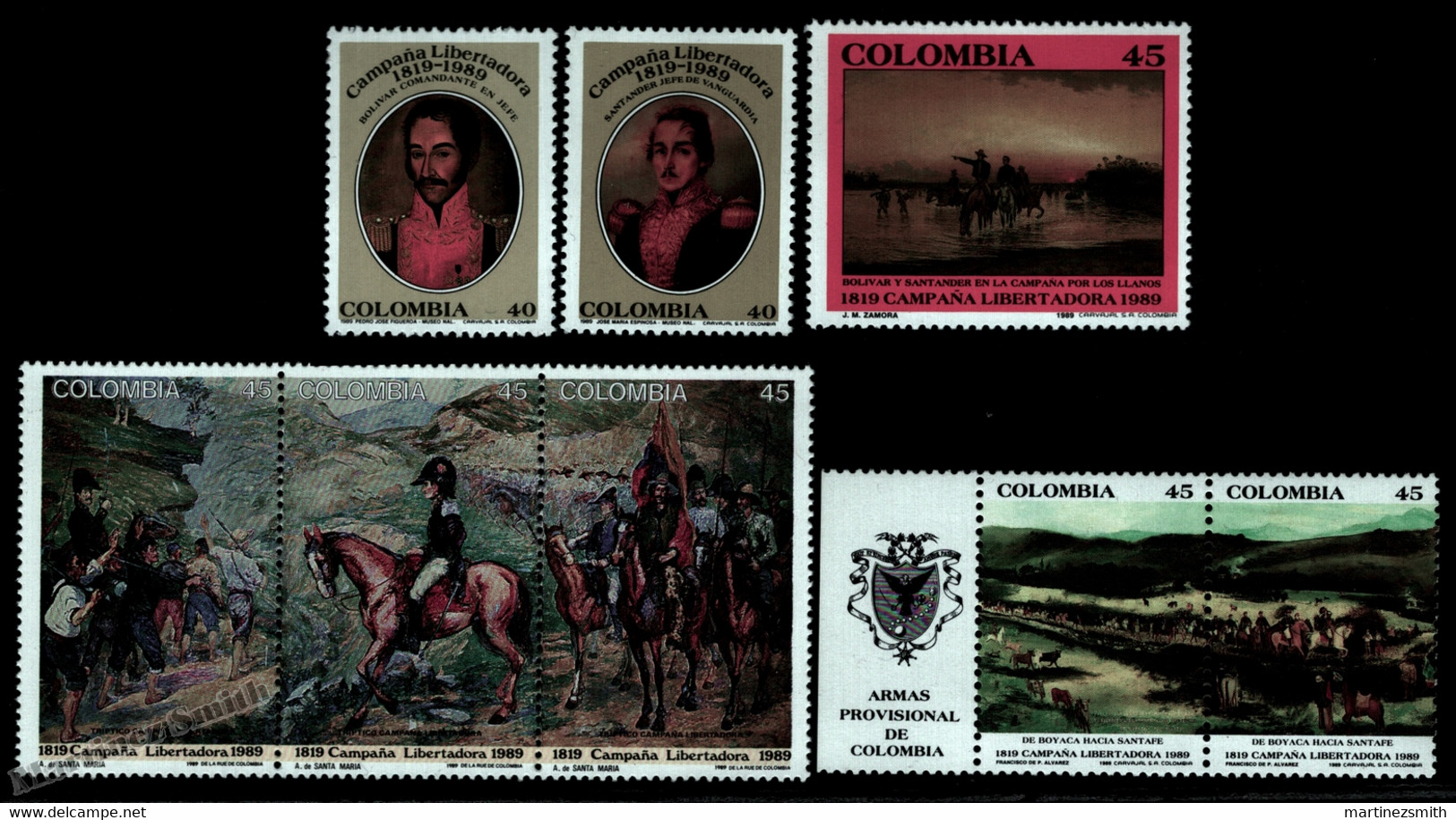 Colombie Colombia 1989 Yvert 934-41, Liberty Campaign, Bolivar - MNH - Colombia