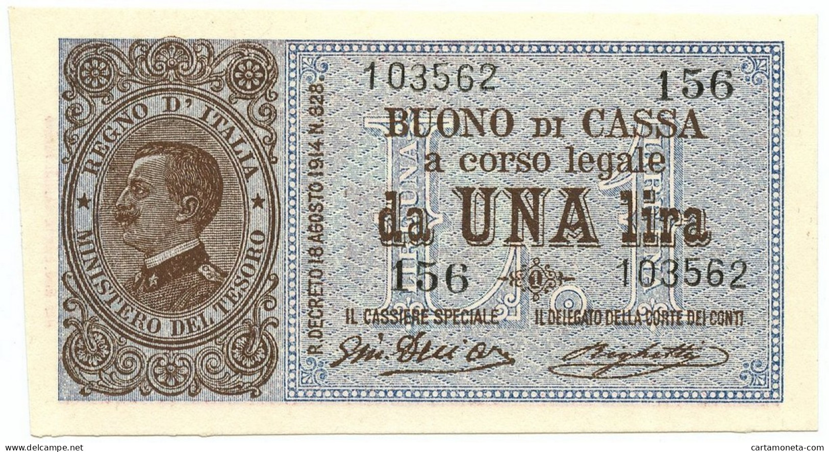 1 LIRA BUONO DI CASSA EFFIGE VITTORIO EMANUELE III 28/12/1917 FDS-/FDS - Andere