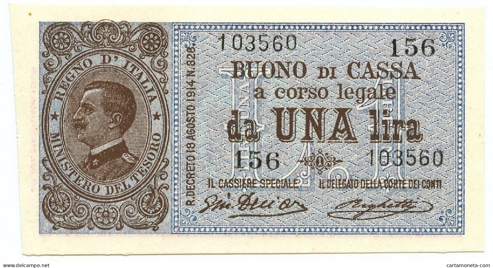 1 LIRA BUONO DI CASSA EFFIGE VITTORIO EMANUELE III 28/12/1917 FDS-/FDS - Regno D'Italia – Autres