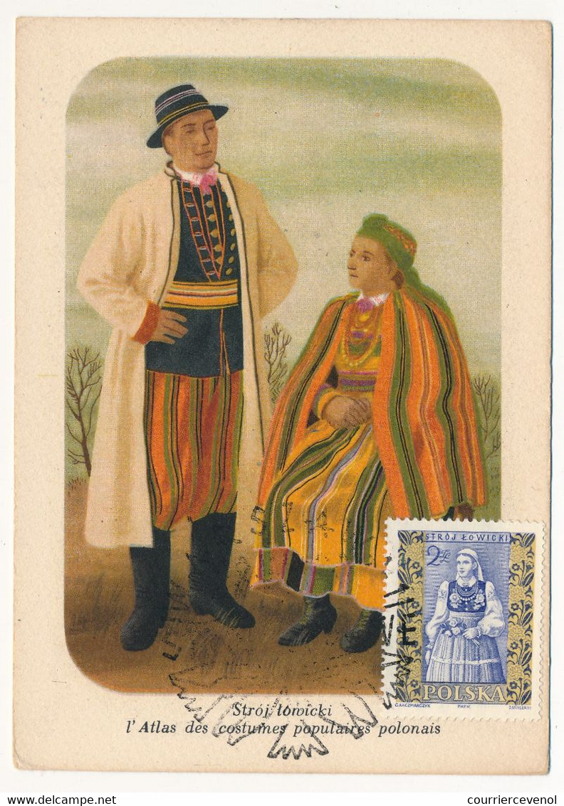 POLOGNE - Carte Maximum - 2z - Costume Populaire Polonais - VARSOVIE - 28/V/1960 - Cartes Maximum