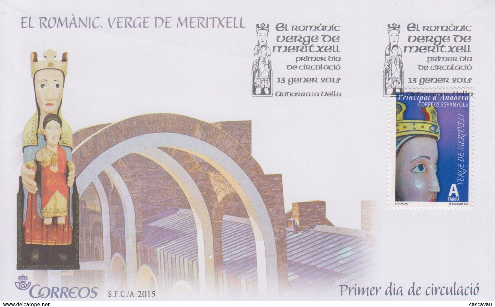 Enveloppe  FDC  1er  Jour    ANDORRA   Art  Roman   Notre  Dame  De  Meritxell   2015 - Sonstige & Ohne Zuordnung