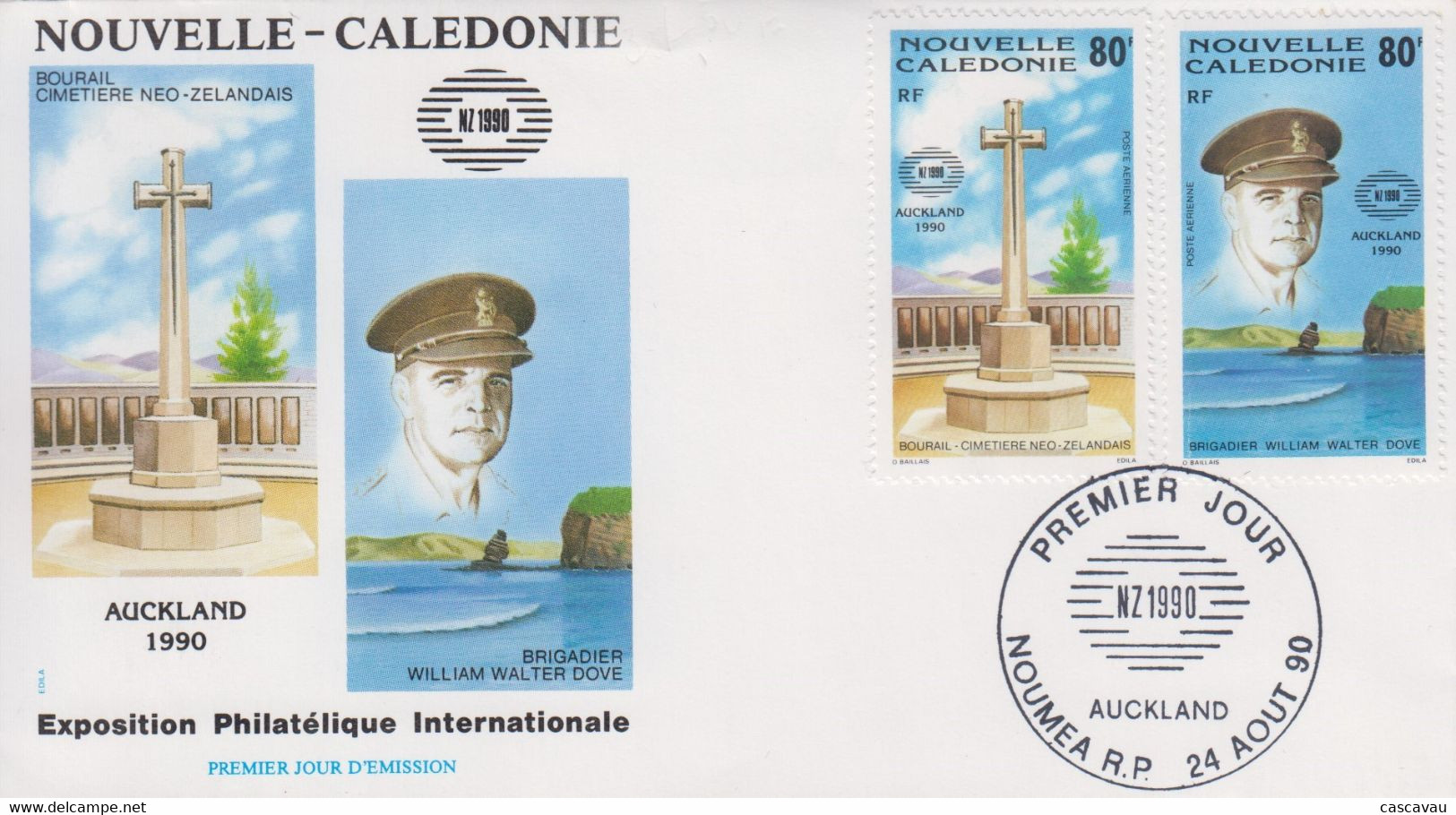 Enveloppe  FDC  1er  Jour   NOUVELLE  CALEDONIE   Exposition  Philatélique   NOUVELLE  ZELANDE   1990 - FDC