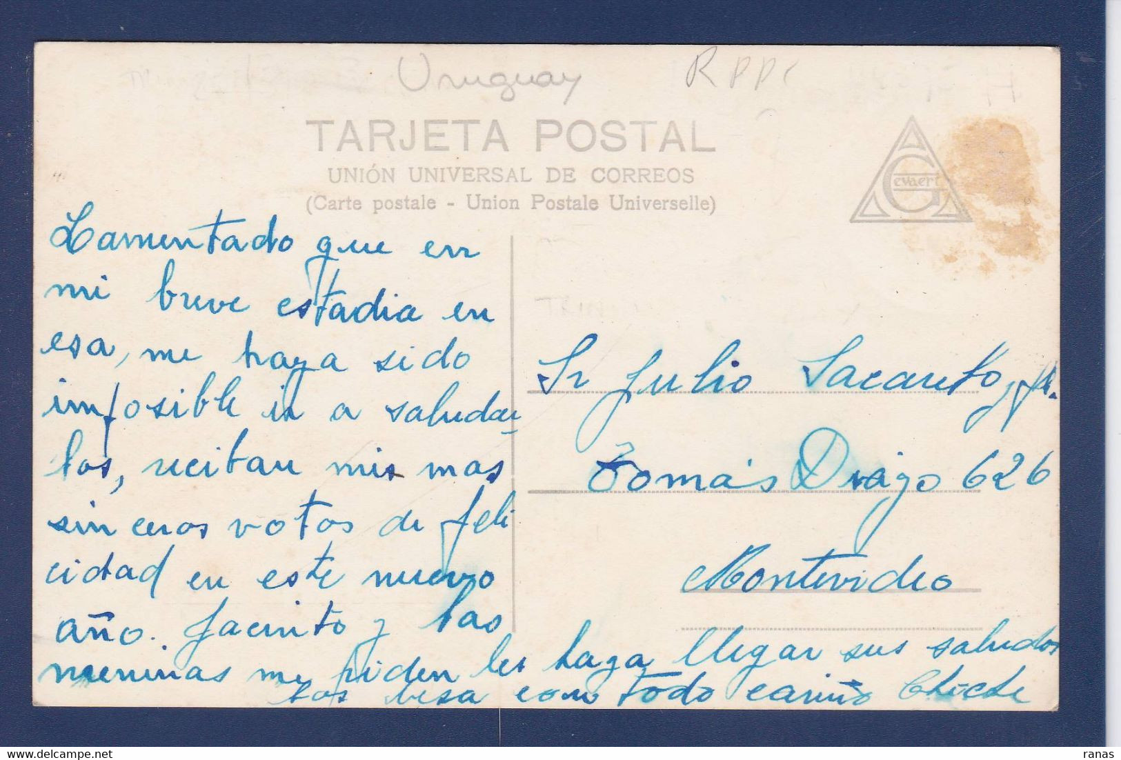 CPA Uruguay Carte Photo écrite Trinidad - Uruguay