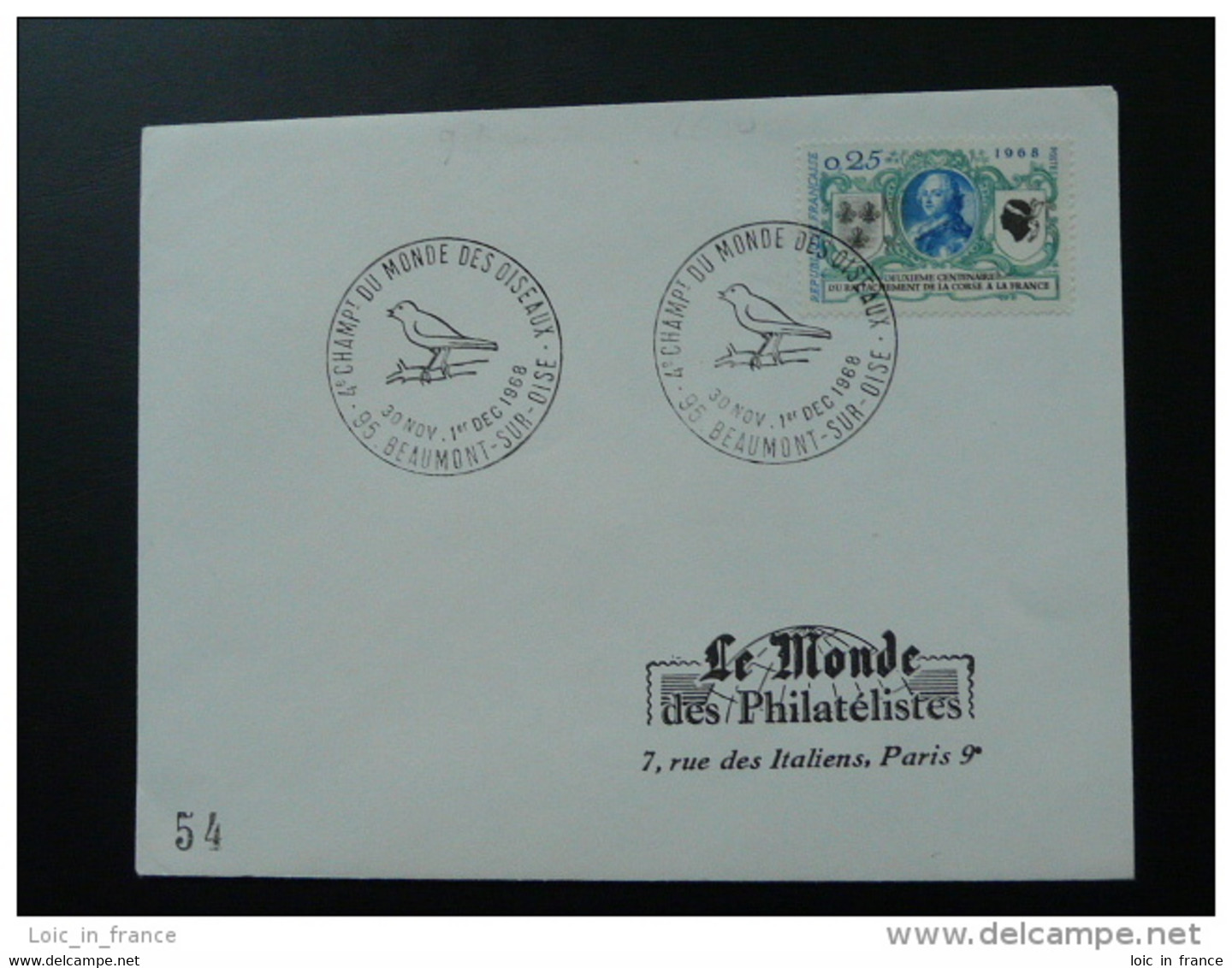Oblitération Temporaire Sur Lettre Postmark Championnat Des Oiseaux 1968 Beaumont Sur Oise - Mechanical Postmarks (Advertisement)