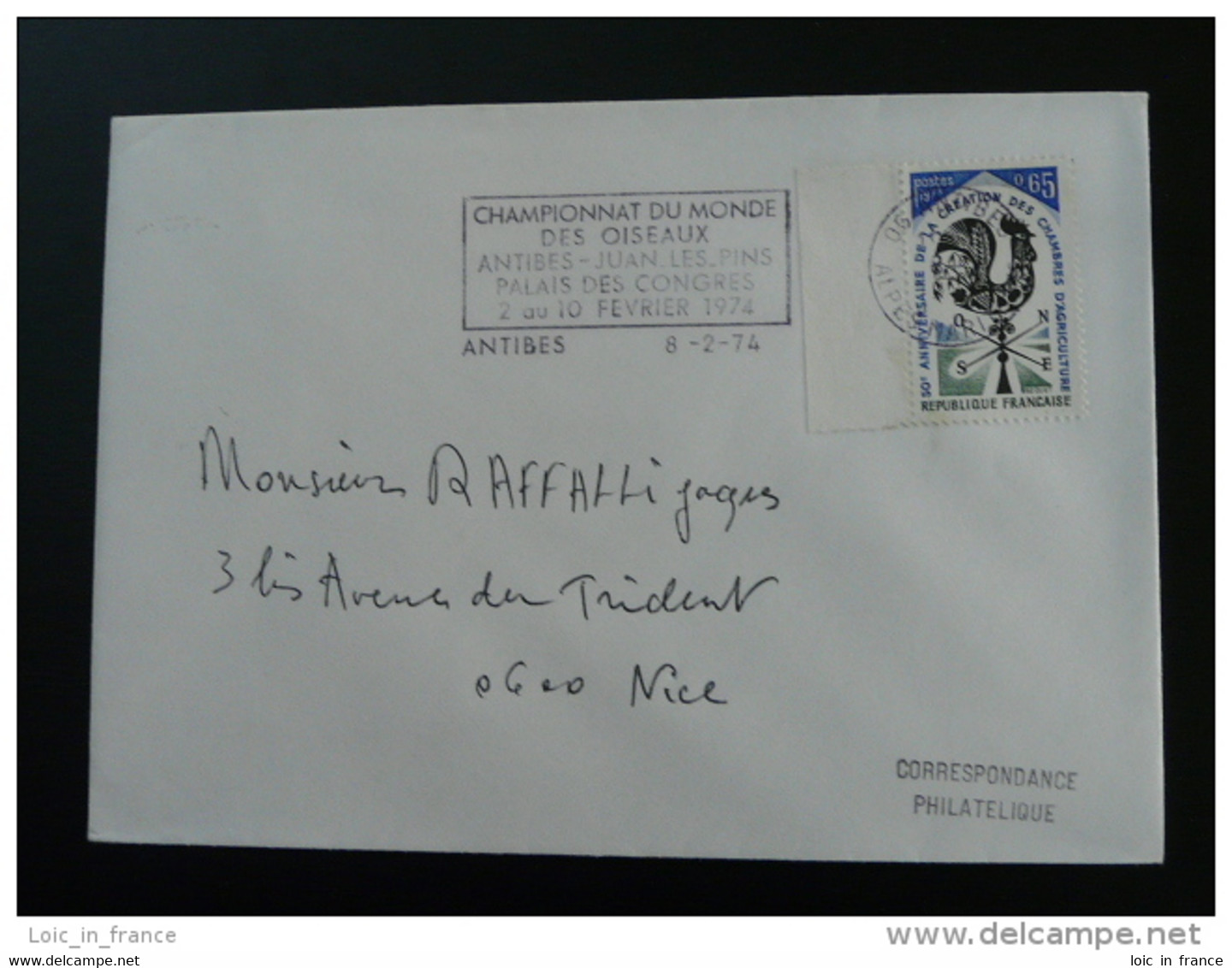 Flamme Concordante Sur Lettre Postmark On Cover Fête Des Oiseaux Antibes Alpes Maritimes - Mechanical Postmarks (Advertisement)