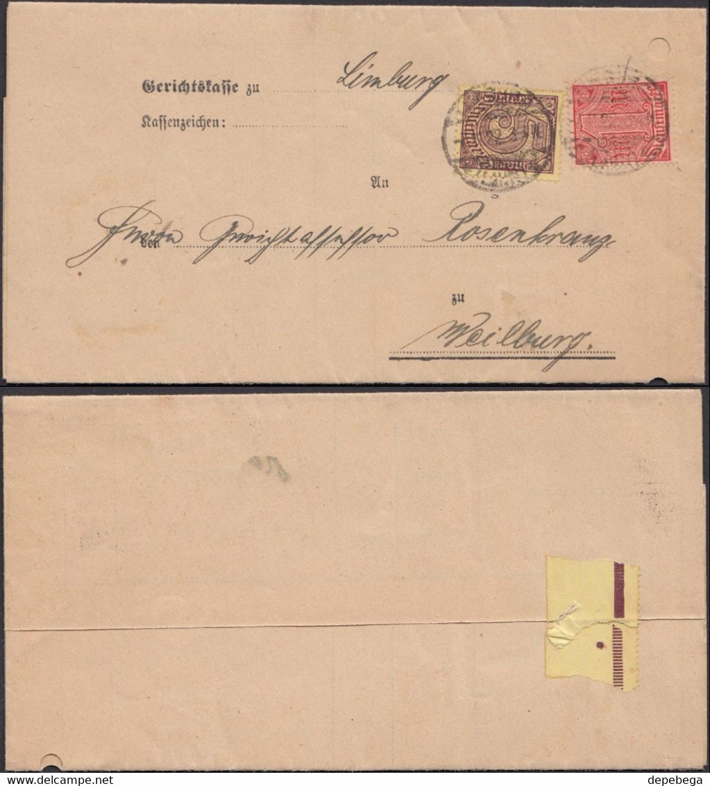 Germany - Diestmarke MiNr. 30,33 MiF Brief, Gerichtkasse - Kostenrechnung, LIMBURG 7.11.1922 - Weilburg. - Servizio
