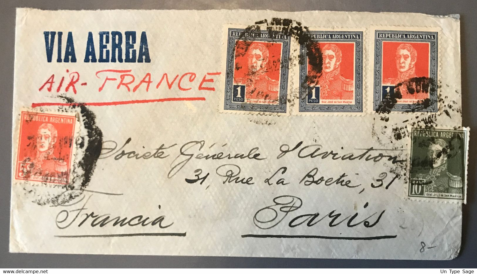 Argentine - Vol BUENOS AIRES - PARIS - (W1587) - Airmail
