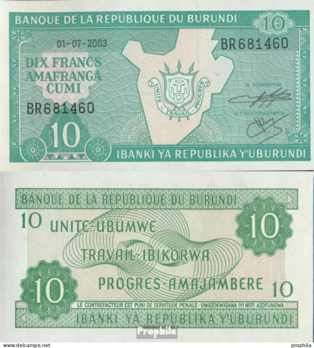 Burundi Pick-Nr: 33d (2003) Bankfrisch 2003 10 Francs - Burundi