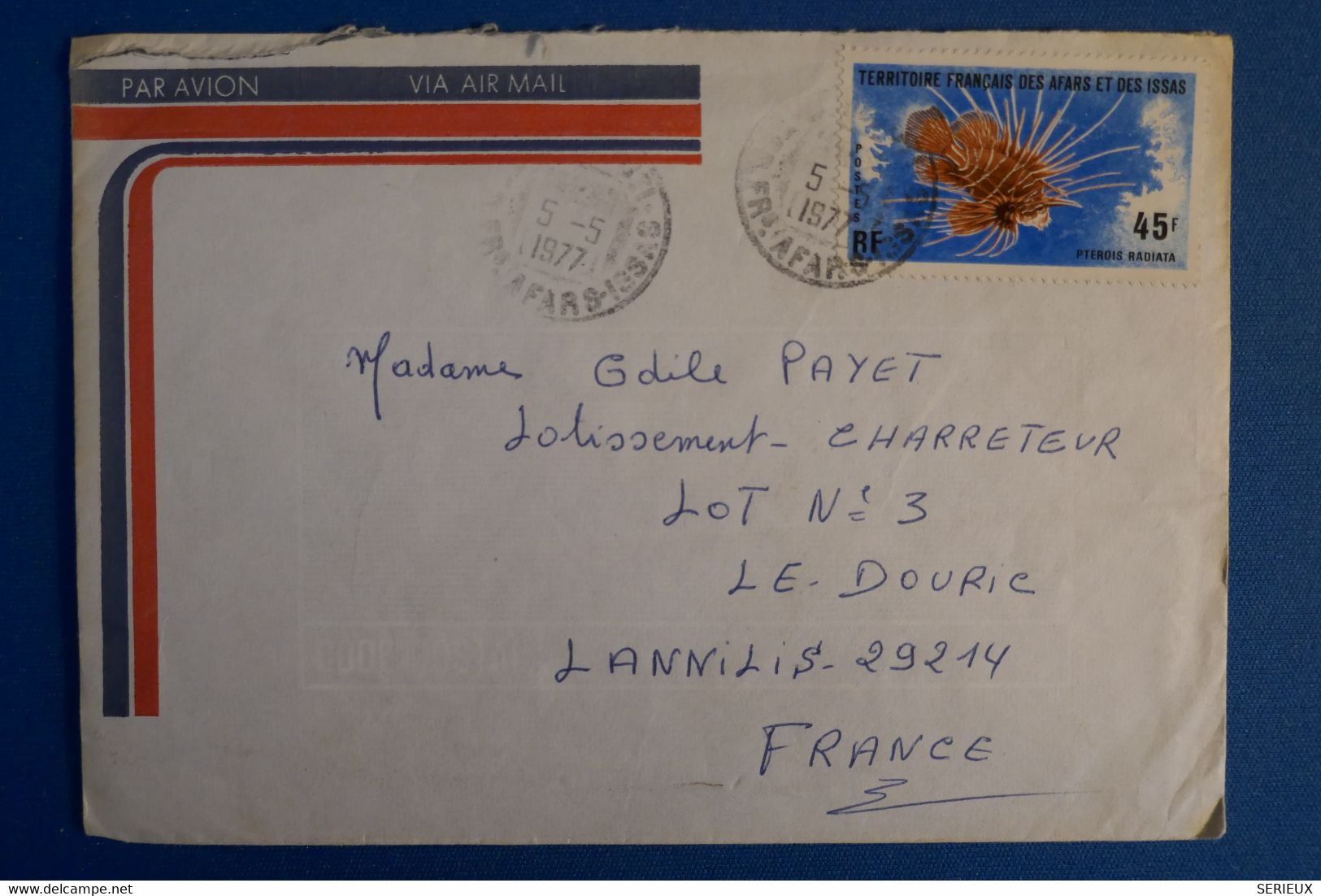 M10 TERR. AFARS FRANCE BELLE LETTRE 1977 DJIBOUTI POUR RAMBOUILLET FRANCE+N°435+++ AFFRANCHISSEMENT PLAISANT - Cartas & Documentos