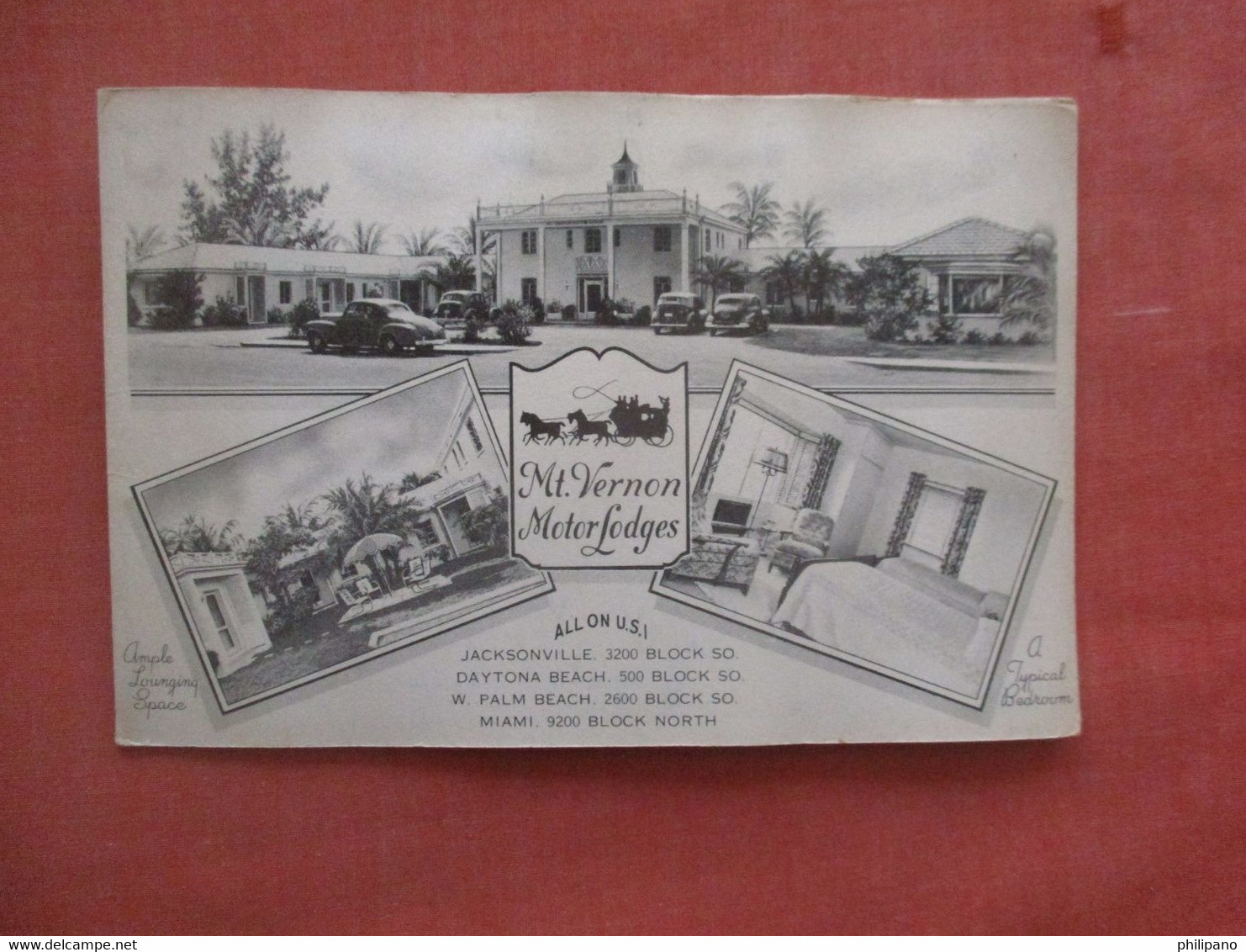 Non Postcard Advertisment-- Bi Fold Mt. Vernon Motor Lodge  Florida > West Palm Beach  Has Lite Ripple   > Ref 4770 - West Palm Beach