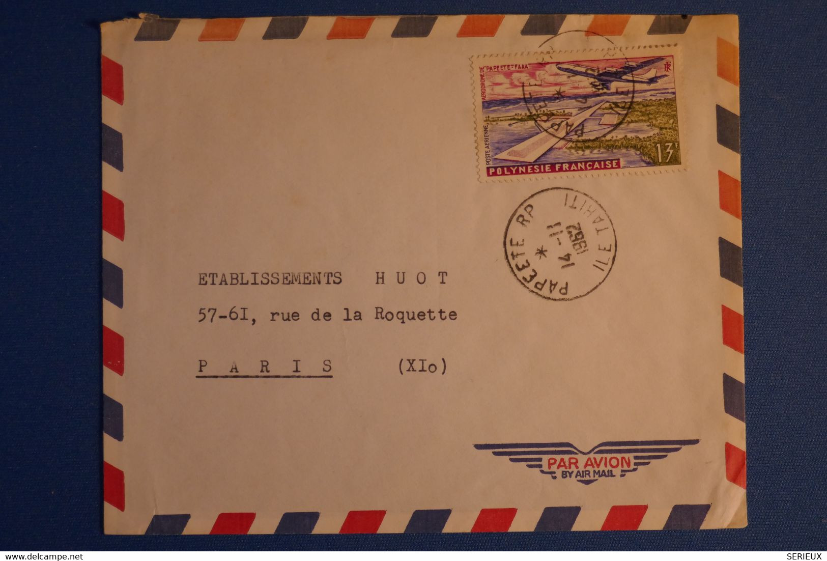 M10 POLYNESIE FRANCE BELLE LETTRE 1962 PAPEETE POUR PARIS+ AFFRANCHISSEMENT PLAISANT - Covers & Documents