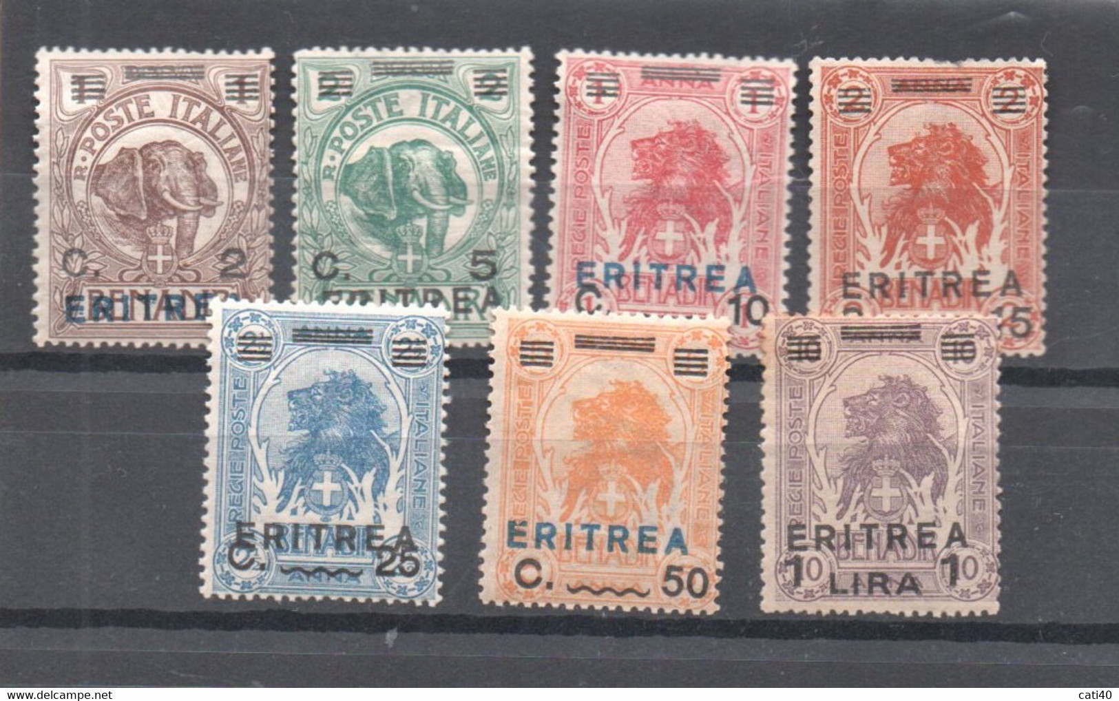 ERITREA 1922 -  SOMALIA SOVRASTAMPATI  SERIE 7 VALORI NUOVI * - TUTTI I VALORI FIRMATI - Somalie