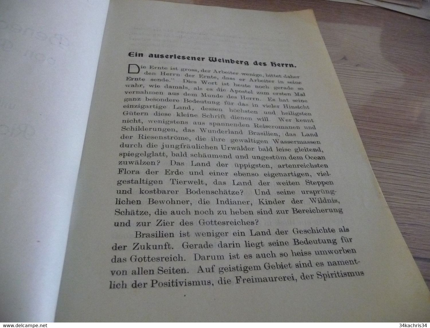 Plaquette 1923 Die Benediktiner Abtei Don Rio De Janeiro Indianern Rio Branco Gebietes Guyana - Sonstige & Ohne Zuordnung