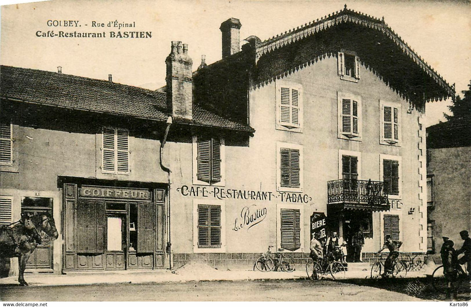 Golbey * La Rue D'épinal * Café Restaurant L. BASTIEN , Débit De Tabac Tabacs * Coiffeur - Golbey