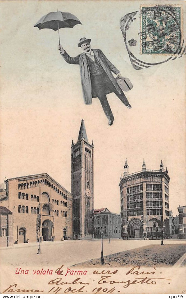 Italie - N°73784 - Una Volata A PARMA - Homme Dans Le Ciel Avec Un Parapluie - Parma