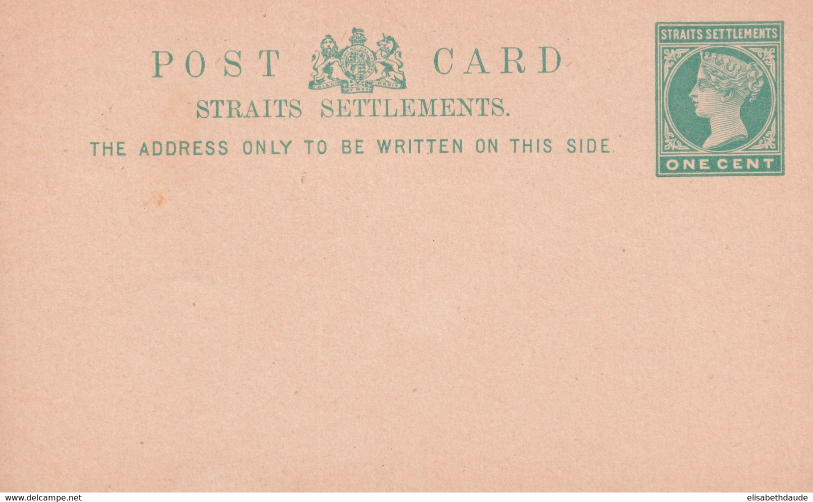 STRAITS SETTLEMENTS - ENTIERS POSTAUX - CARTE TYPE VICTORIA NEUVE - Straits Settlements