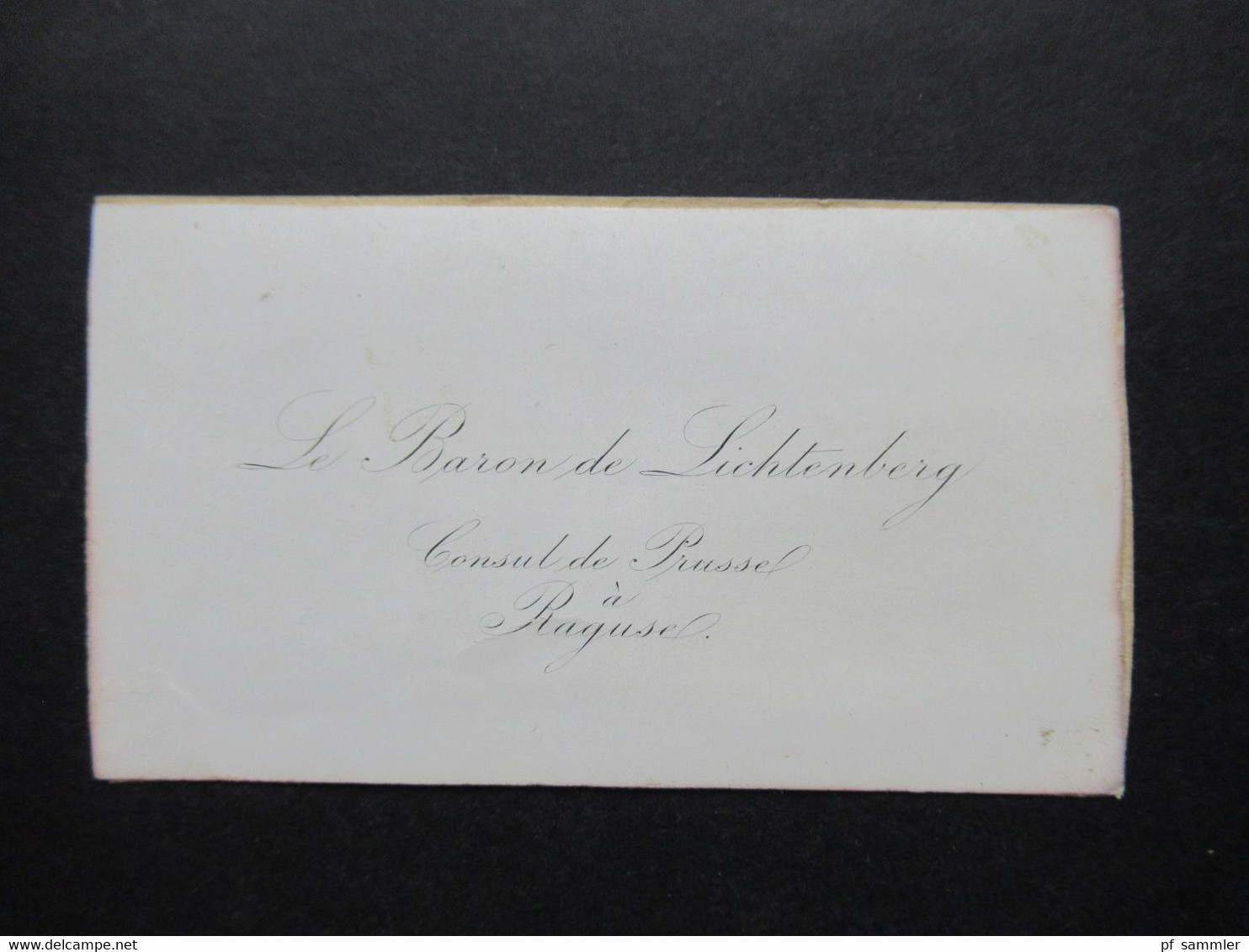 Levante Alte Visitenkarten Um 1860 Le Baron De Lichtenberg Consul De Prusse A Ragusa / La Baronne Freifrau Von Lilien - Visiting Cards