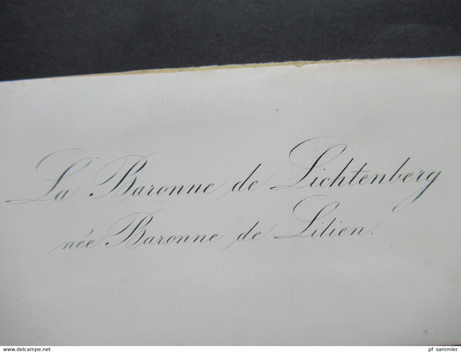 Levante Alte Visitenkarten um 1860 Le Baron de Lichtenberg Consul de Prusse a Ragusa / La Baronne Freifrau von Lilien