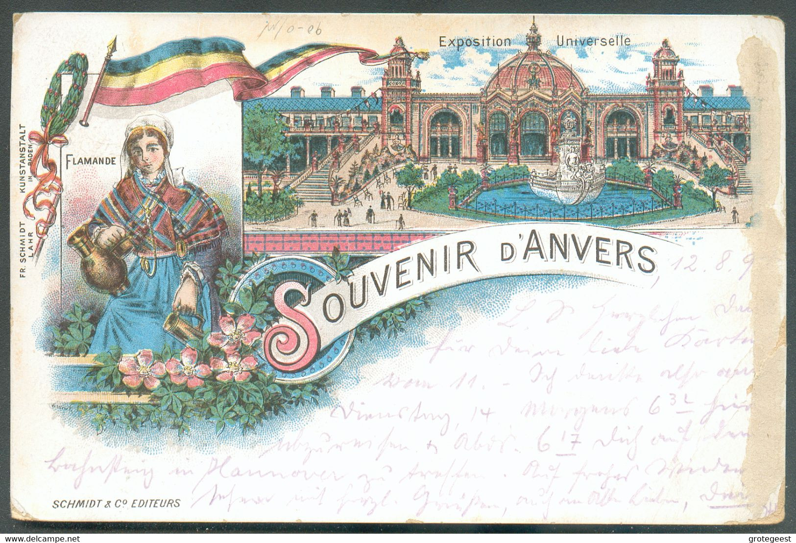 N°69 - 10 Centimes EXPOSITION D'ANVERS Obl. Sc ANVERS (PALAIS) Sur Carte De L'Exposition Du 12 Août 1894 Vers L'Allemagn - 1894-1896 Exposiciones