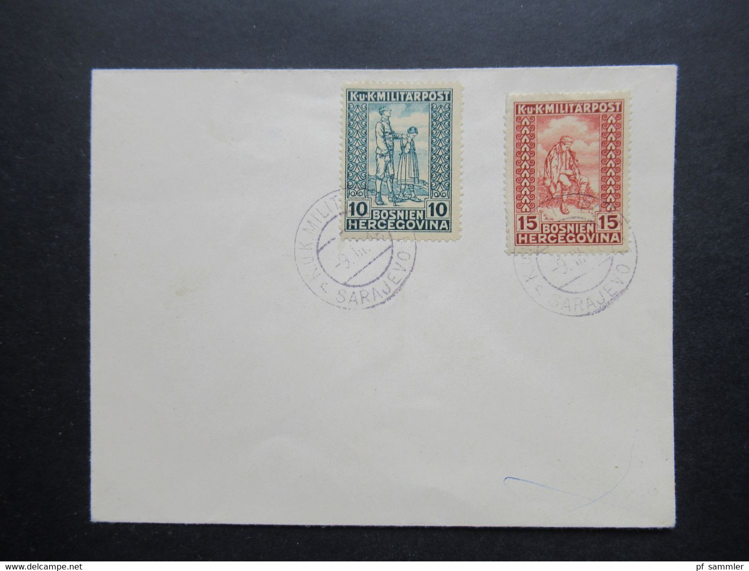 Österreich / Bosnien 1918 Invalidenhilfe Nr. 142 / 143 Blanko Umschlag Mit Stempel KuK Milit. Postamt Sarajevo - Bosnie-Herzegovine