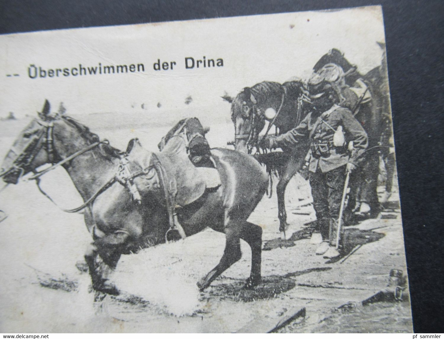 Österreich / Ungarn 1918 KuK Feldpost AK Überschwimmen Der Drina Nicht Portofrei Mit Ungarischen Nachporto Marken. - Covers & Documents