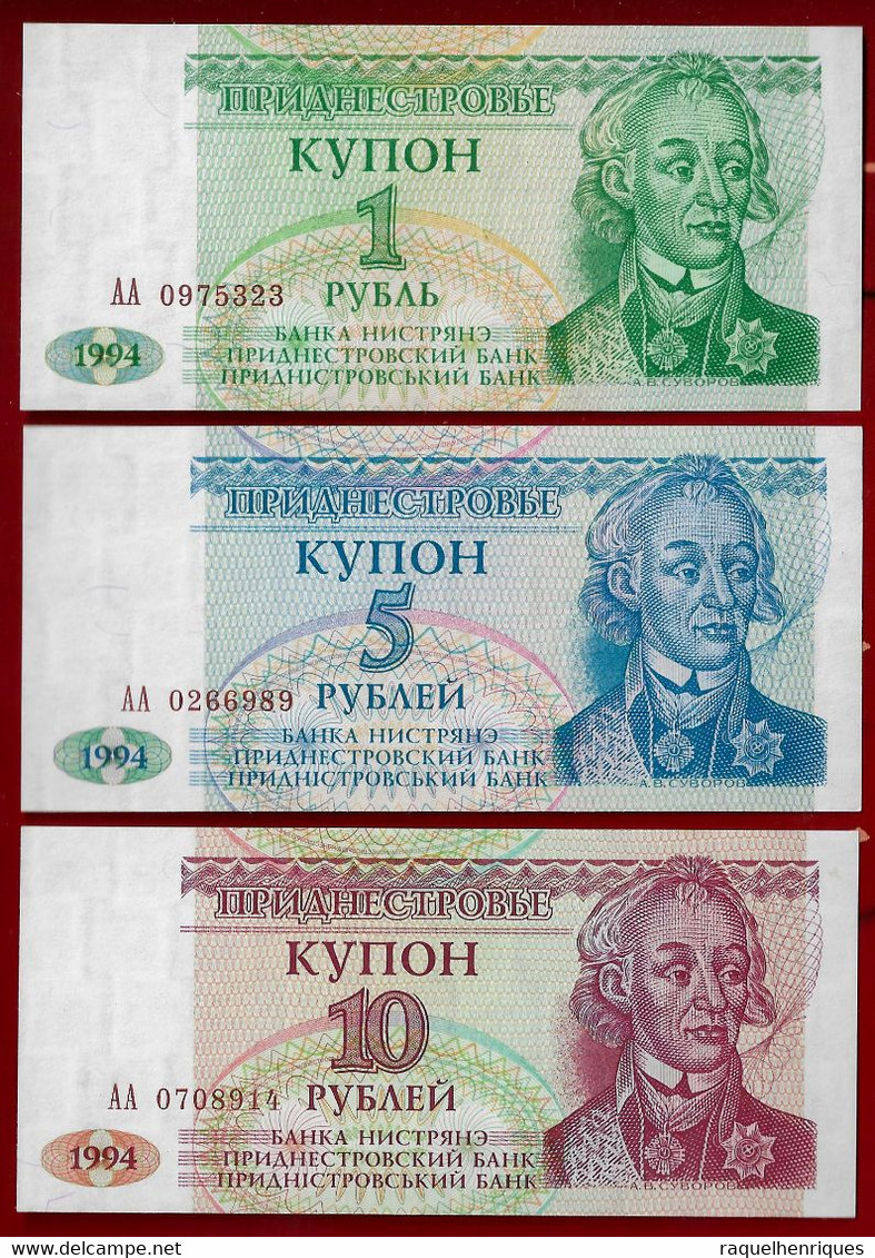 TRANSNISTRIA BANKNOTE - 3 NOTES 1, 5 And 10 RUBLES P#16-17-18 UNC (NT#02) - Andere - Azië