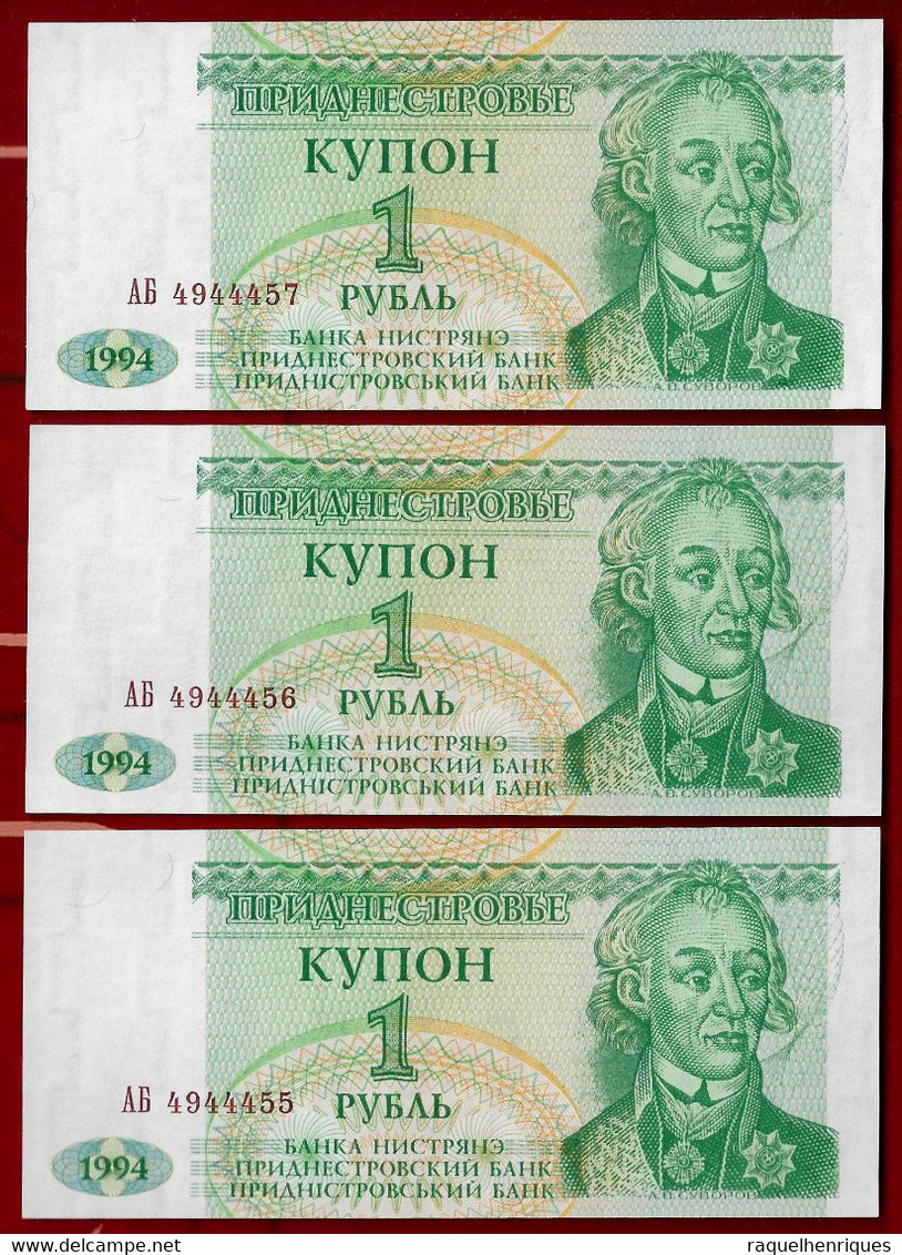 TRANSNISTRIA BANKNOTE - 3 NOTES 1 RUBLE P#16 RUNNING NUMBERS UNC (NT#02) - Autres - Asie