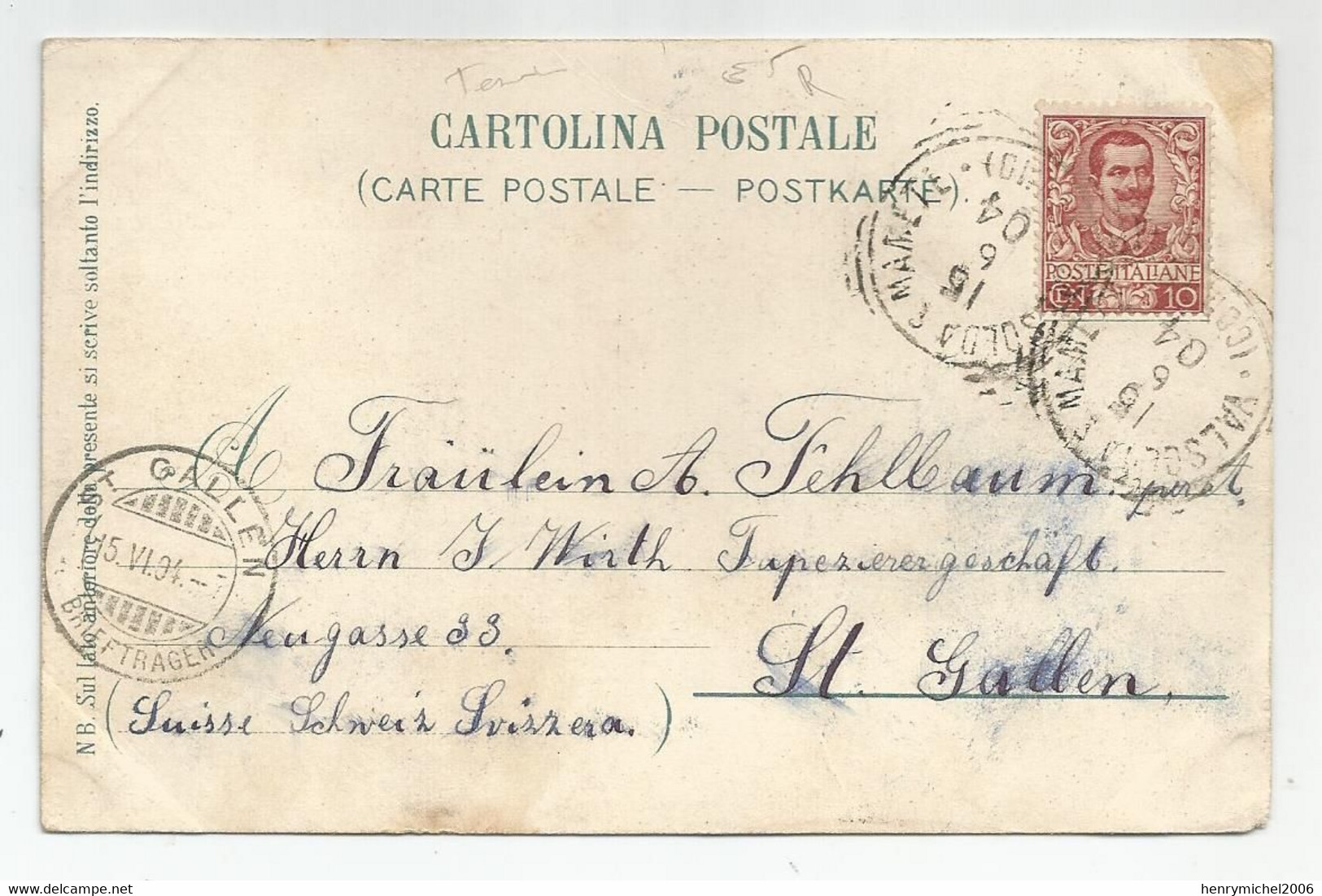 Suisse Tessin Ti Ticino Lugano E Monte Salvatore Cachet St Gallen 1904 - Lugano